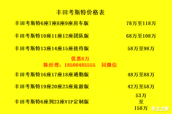 青海茫崖丰田考斯特价格表 丰田考斯特参数图片
